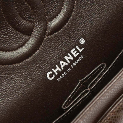 Chanel 2005-2006 Brown Caviar Skin Medium Classic Double Flap Shoulder Bag