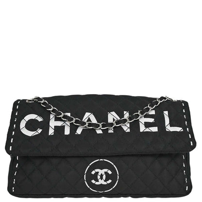 Chanel 2008 Logomania Logo Printed Flap Bag SHW