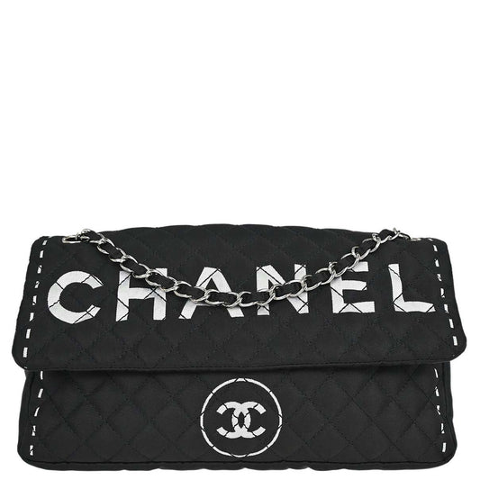 Chanel 2008 Logomania Logo Printed Flap Bag SHW