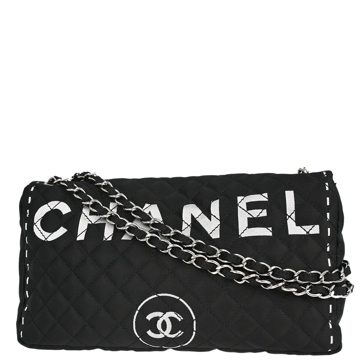Chanel 2008 Logomania Logo Printed Flap Bag SHW