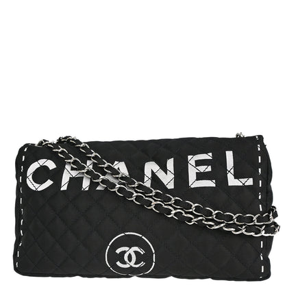 Chanel 2008 Logomania Logo Printed Flap Bag SHW