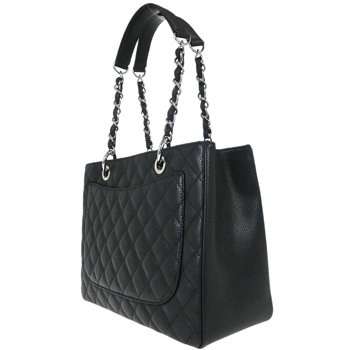 Chanel 2009-2010 Black Caviar Skin Grand Shopping Tote GST Chain Handbag