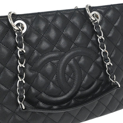 Chanel 2009-2010 Black Caviar Skin Grand Shopping Tote GST Chain Handbag