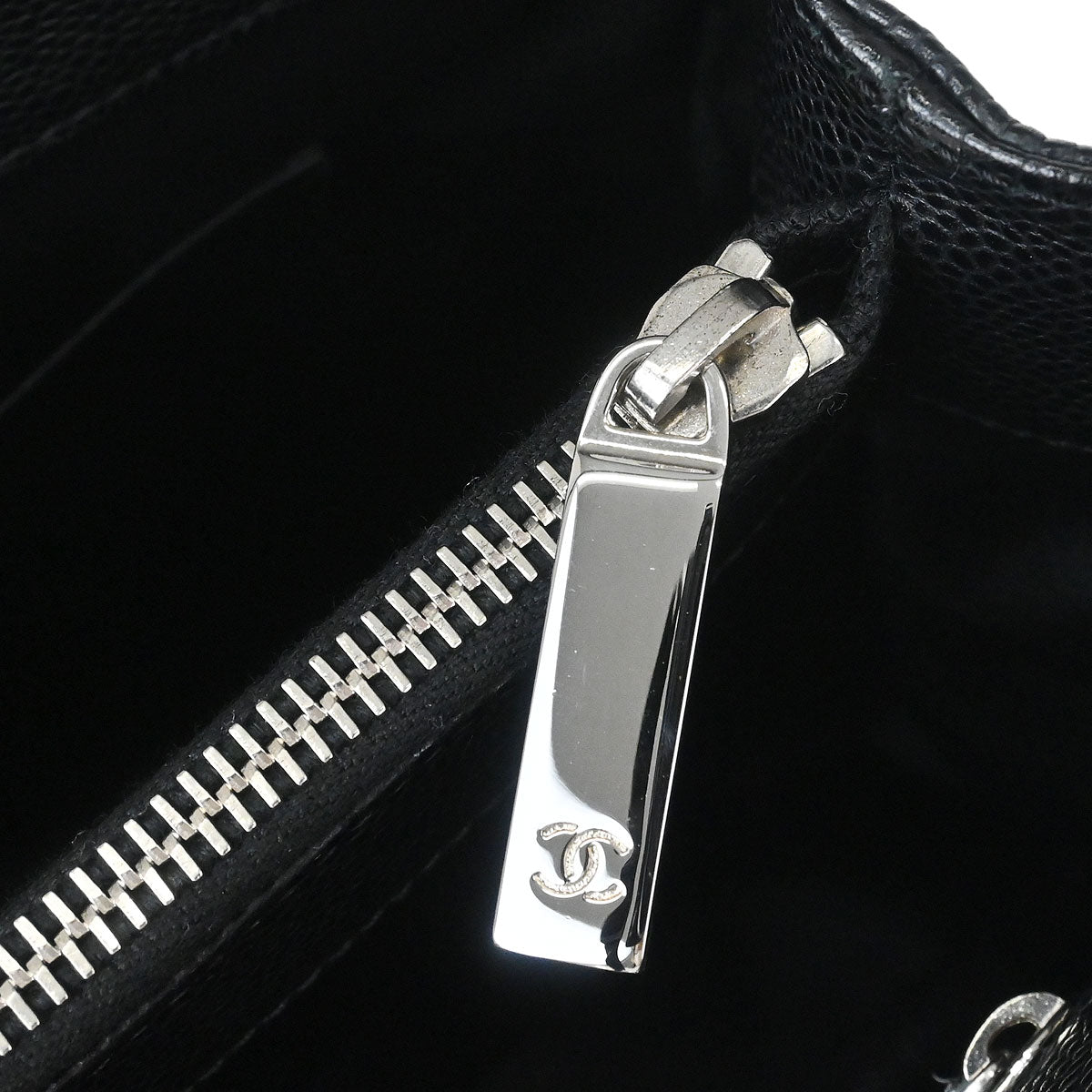Chanel 2009-2010 Black Caviar Skin Grand Shopping Tote GST Chain Handbag