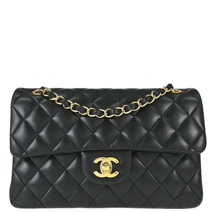 Chanel Black Lambskin Small Classic Double Flap Shoulder Bag