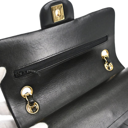 Chanel Black Lambskin Small Classic Double Flap Shoulder Bag
