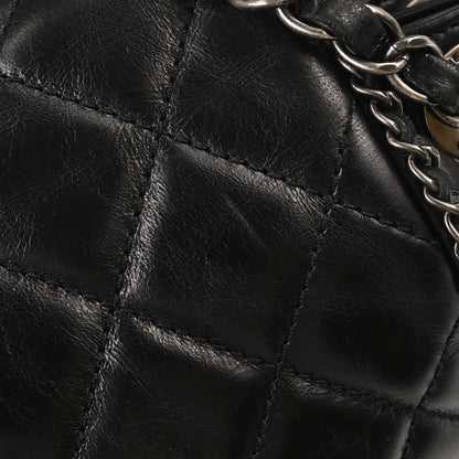 Chanel Black Calfskin Accordion Flap Shoulder Bag