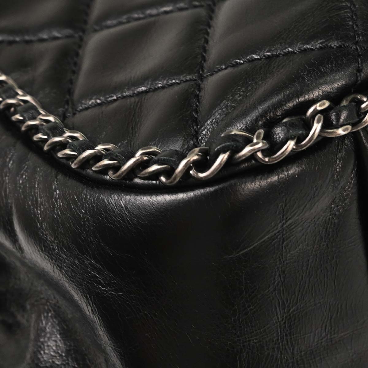 Chanel Black Calfskin Accordion Flap Shoulder Bag