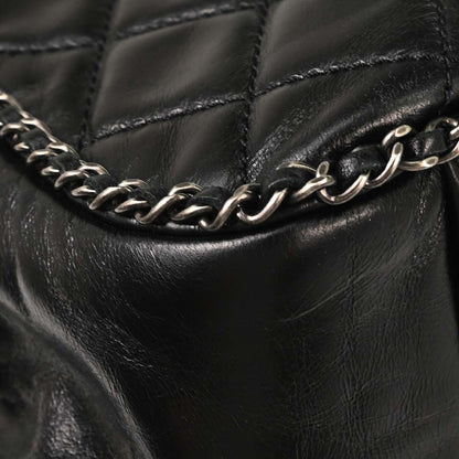 Chanel Black Calfskin Accordion Flap Shoulder Bag