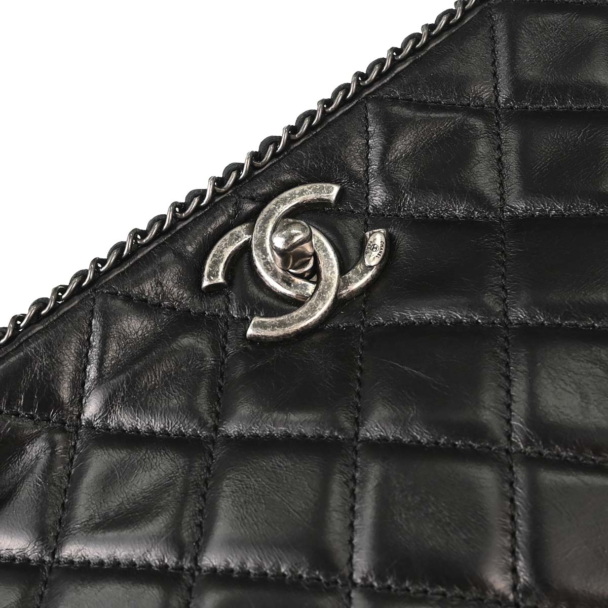 Chanel Black Calfskin Accordion Flap Shoulder Bag