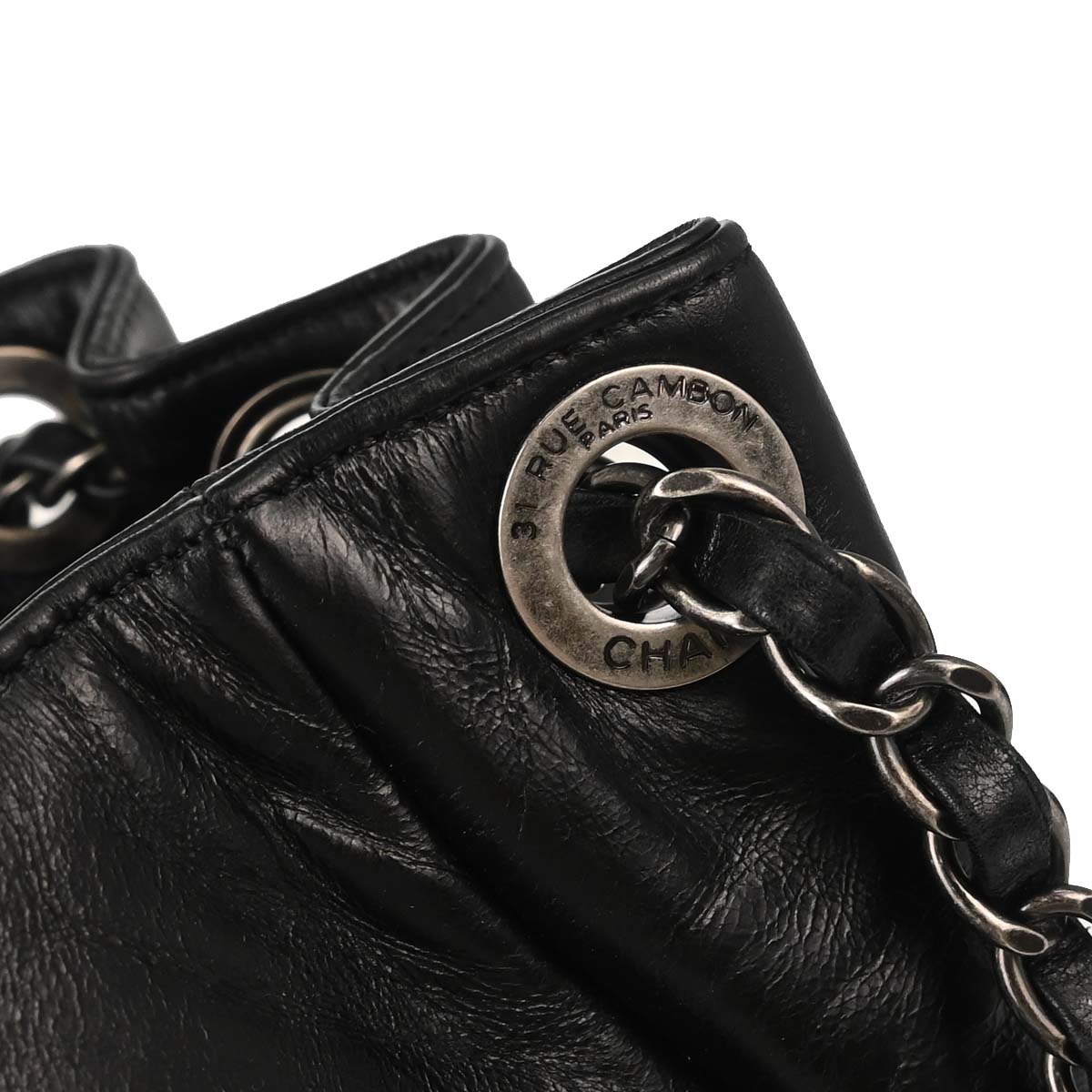 Chanel Black Calfskin Accordion Flap Shoulder Bag