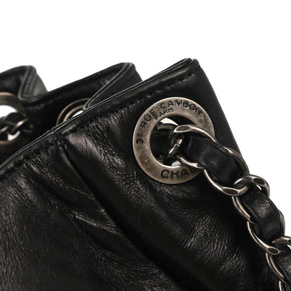 Chanel Black Calfskin Accordion Flap Shoulder Bag