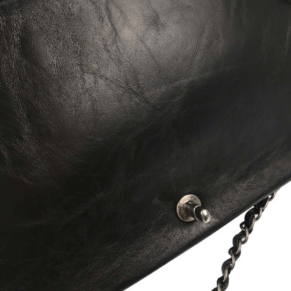 Chanel Black Calfskin Accordion Flap Shoulder Bag