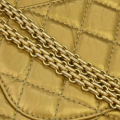 Chanel 2014 Gold Calfskin 2.55 Double Flap Shoulder Bag