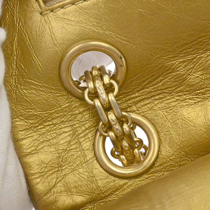 Chanel 2014 Gold Calfskin 2.55 Double Flap Shoulder Bag