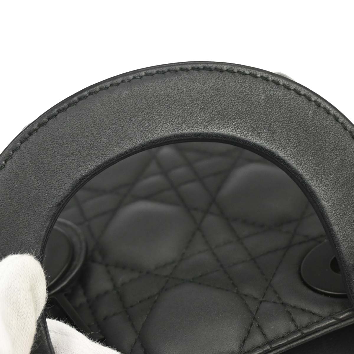 Christian Dior Black Lambskin Mini Lady Dior 2way Shoulder Handbag