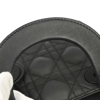 Christian Dior Black Lambskin Mini Lady Dior 2way Shoulder Handbag