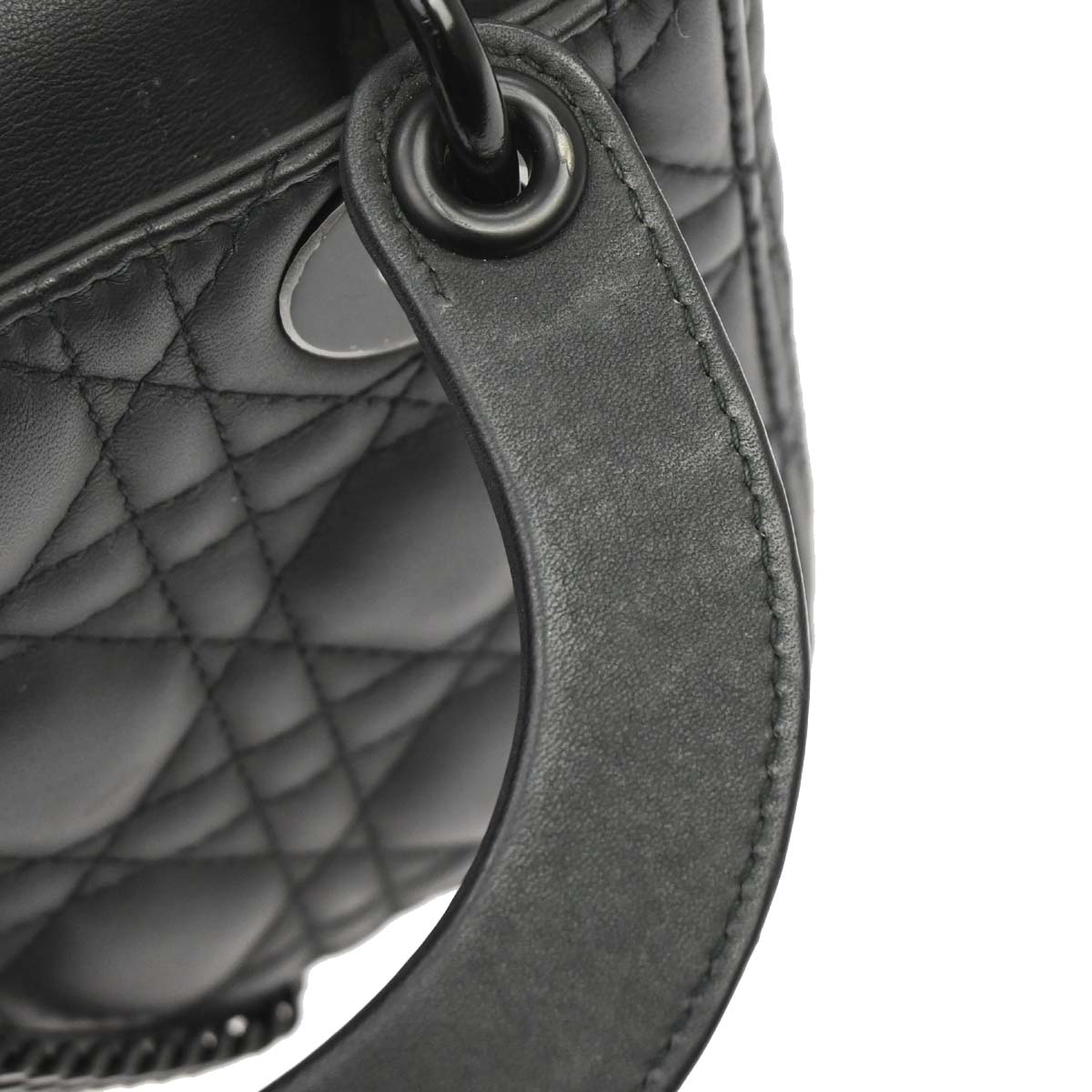 Christian Dior Black Lambskin Mini Lady Dior 2way Shoulder Handbag