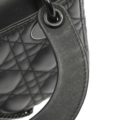 Christian Dior Black Lambskin Mini Lady Dior 2way Shoulder Handbag