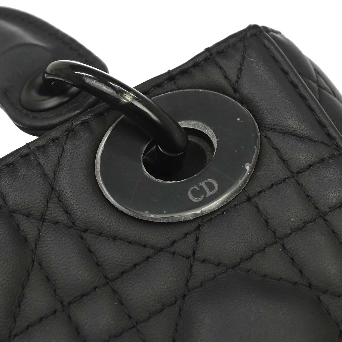Christian Dior Black Lambskin Mini Lady Dior 2way Shoulder Handbag