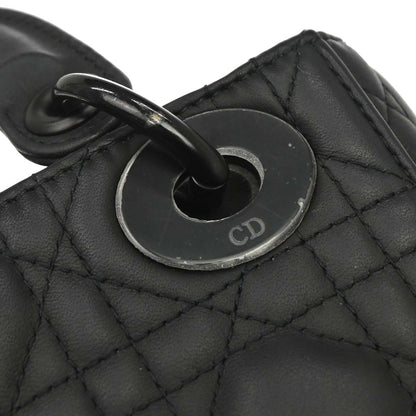 Christian Dior Black Lambskin Mini Lady Dior 2way Shoulder Handbag