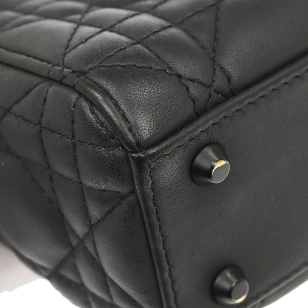 Christian Dior Black Lambskin Mini Lady Dior 2way Shoulder Handbag