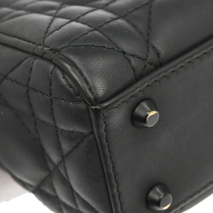 Christian Dior Black Lambskin Mini Lady Dior 2way Shoulder Handbag