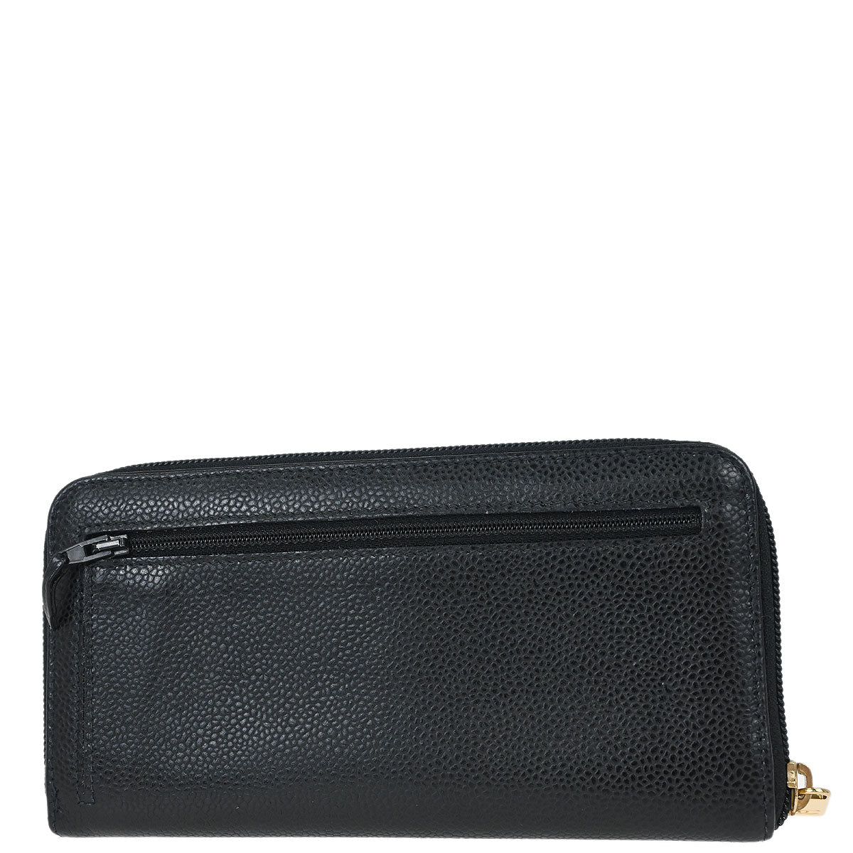 Chanel 2003-2004 Black Caviar Skin Zip Around Wallet