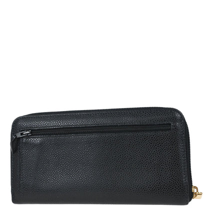 Chanel 2003-2004 Black Caviar Skin Zip Around Wallet
