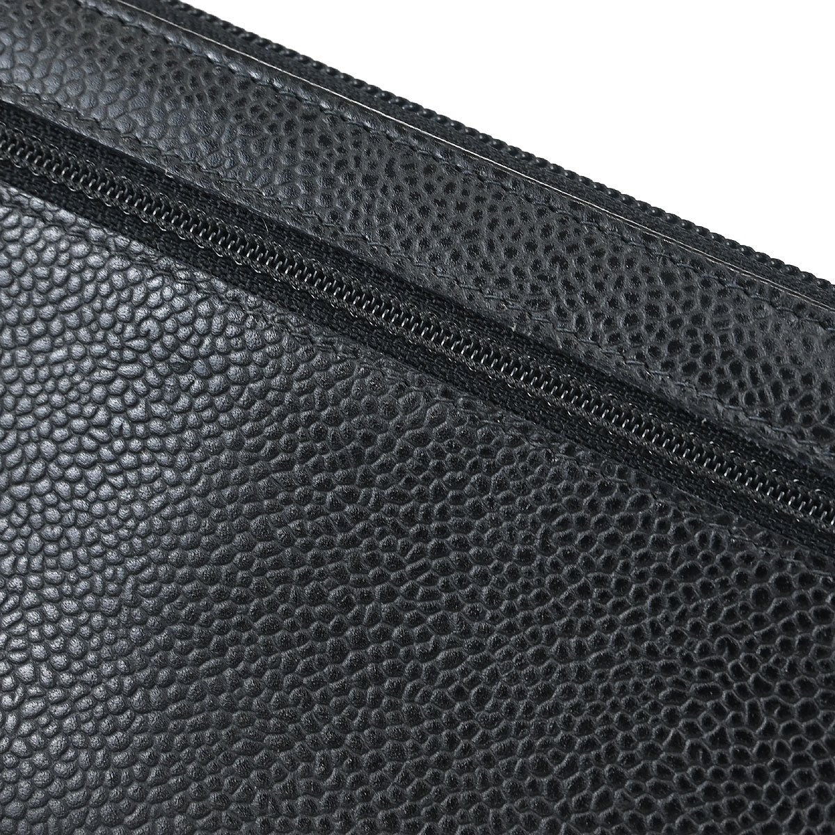 Chanel 2003-2004 Black Caviar Skin Zip Around Wallet