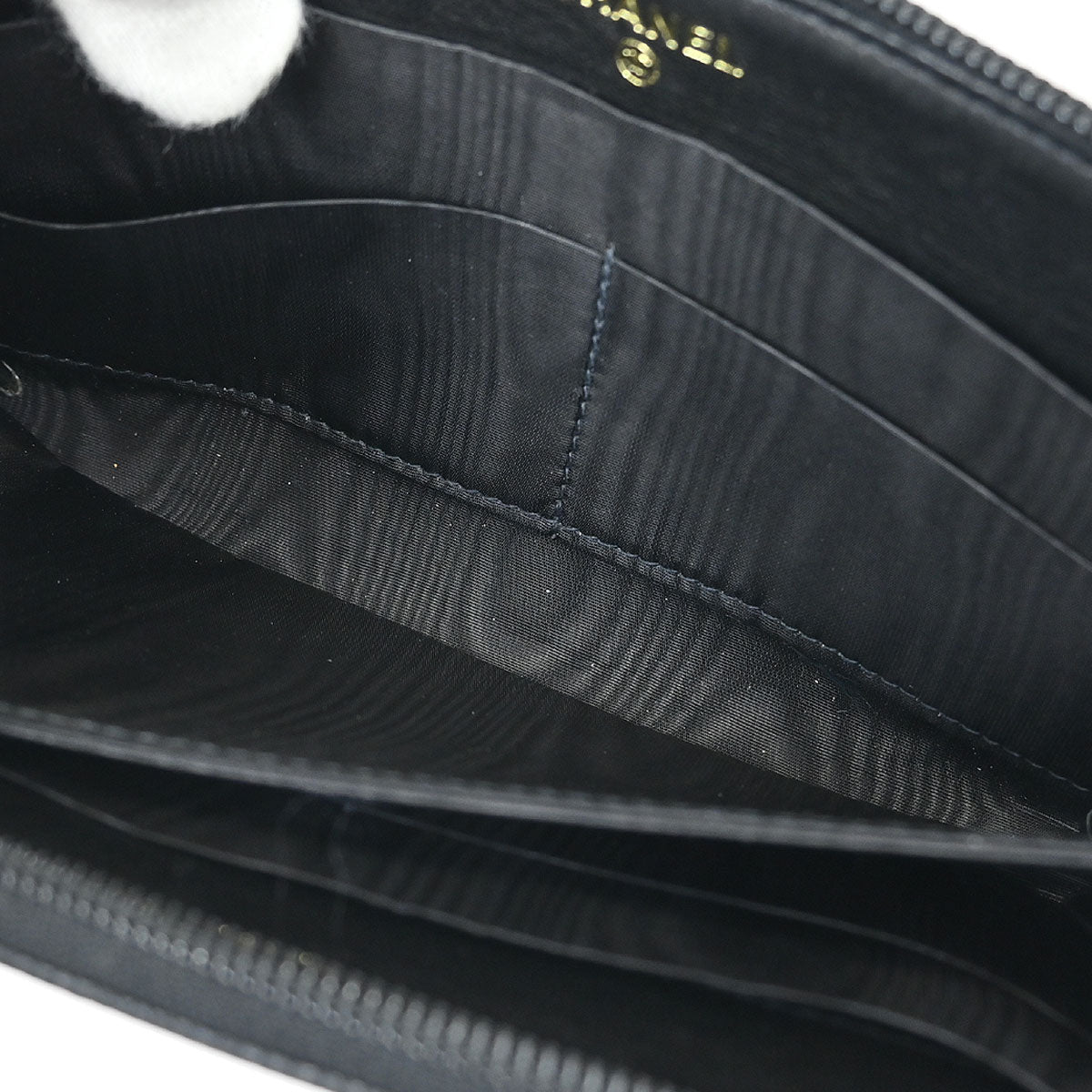 Chanel 2003-2004 Black Caviar Skin Zip Around Wallet