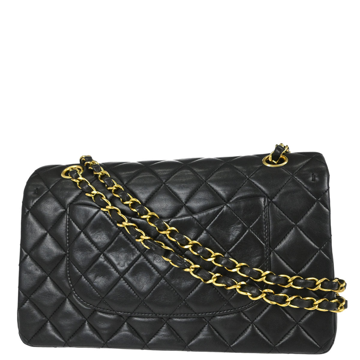 Chanel 1994-1996 Black Lambskin Medium Classic Double Flap Shoulder Bag