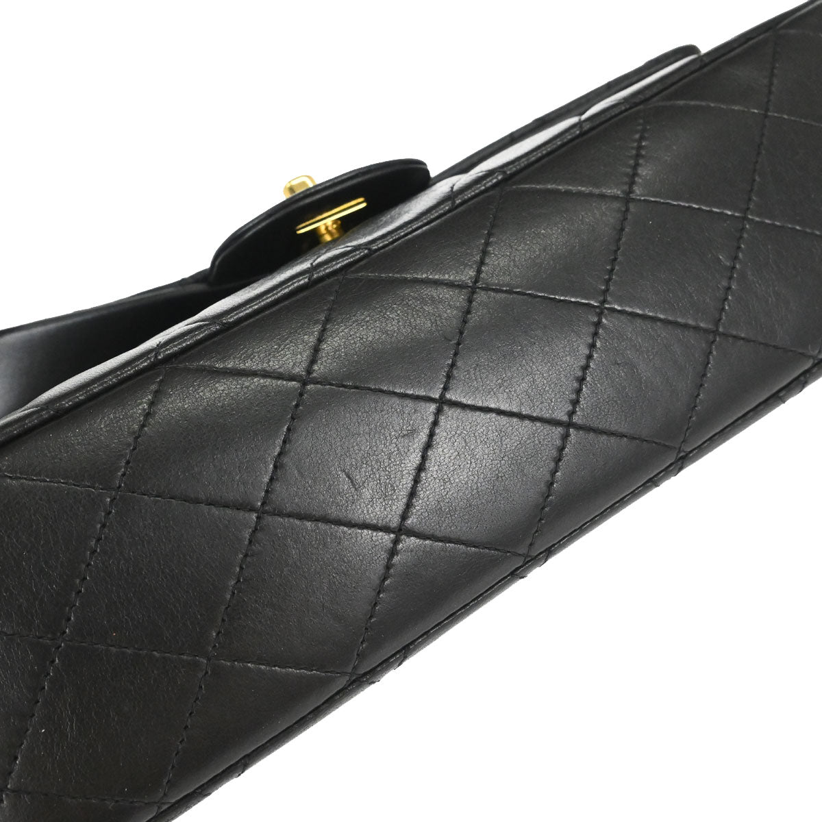 Chanel 1994-1996 Black Lambskin Medium Classic Double Flap Shoulder Bag