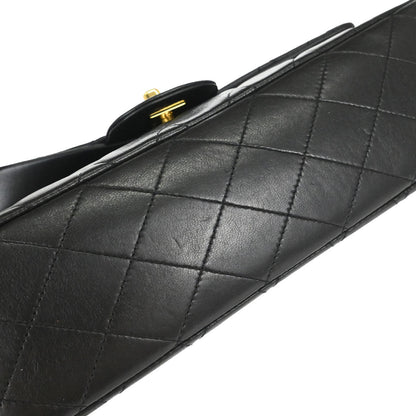 Chanel 1994-1996 Black Lambskin Medium Classic Double Flap Shoulder Bag