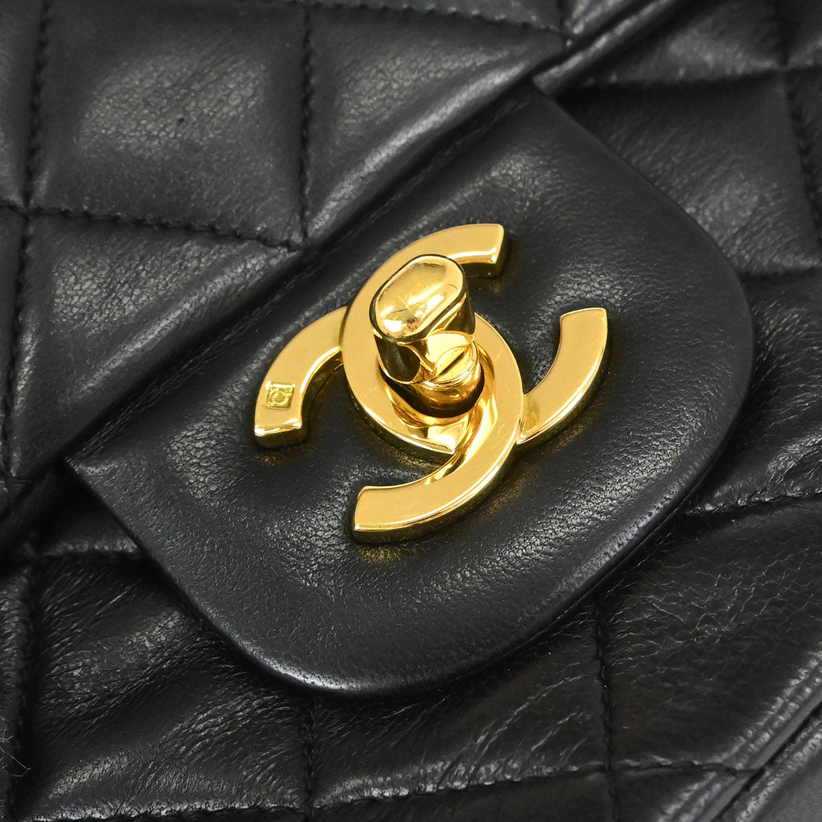 Chanel 1994-1996 Black Lambskin Medium Classic Double Flap Shoulder Bag