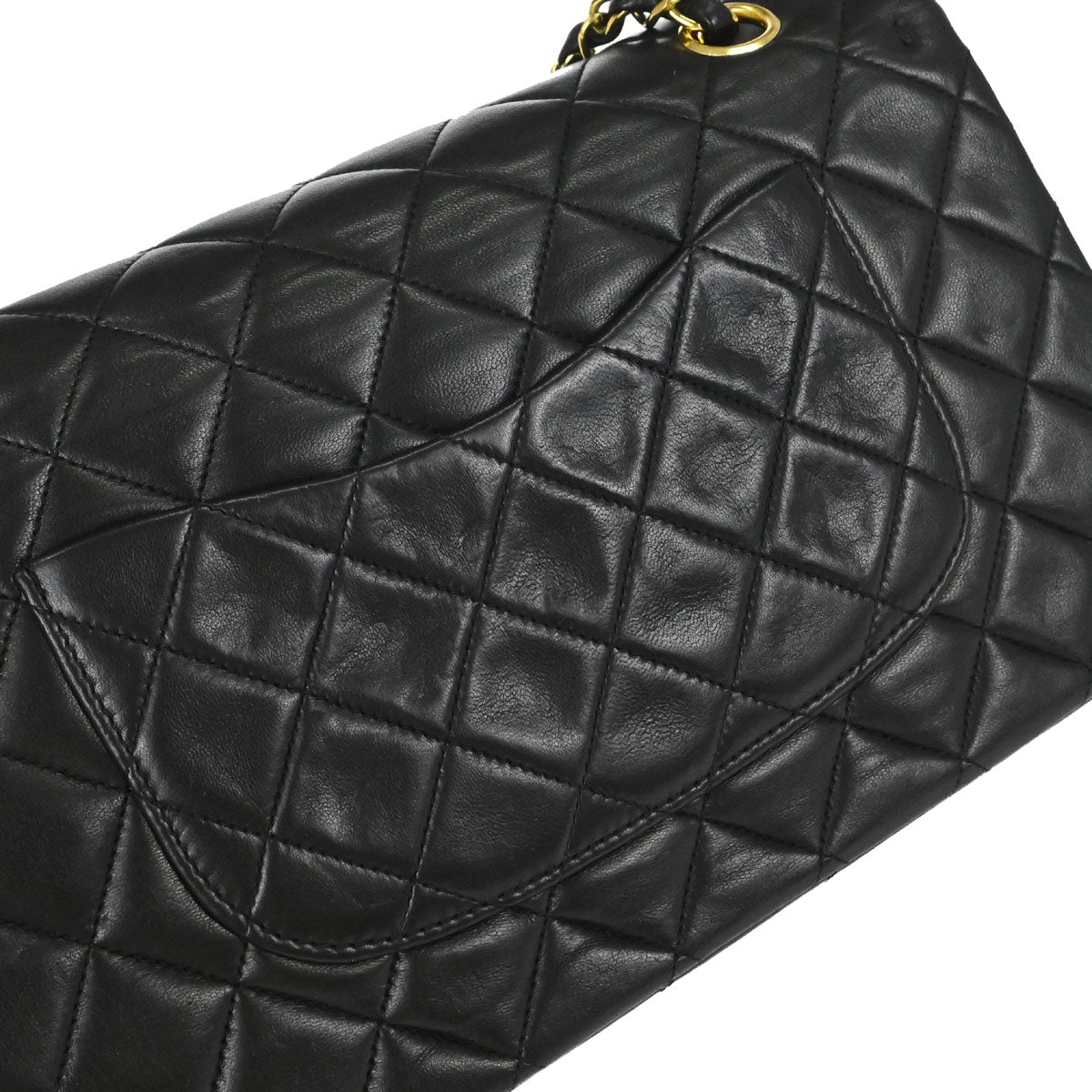 Chanel 1994-1996 Black Lambskin Medium Classic Double Flap Shoulder Bag