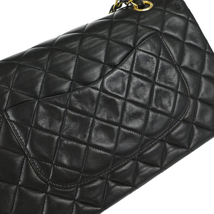 Chanel 1994-1996 Black Lambskin Medium Classic Double Flap Shoulder Bag