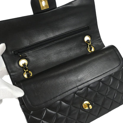 Chanel 1994-1996 Black Lambskin Medium Classic Double Flap Shoulder Bag