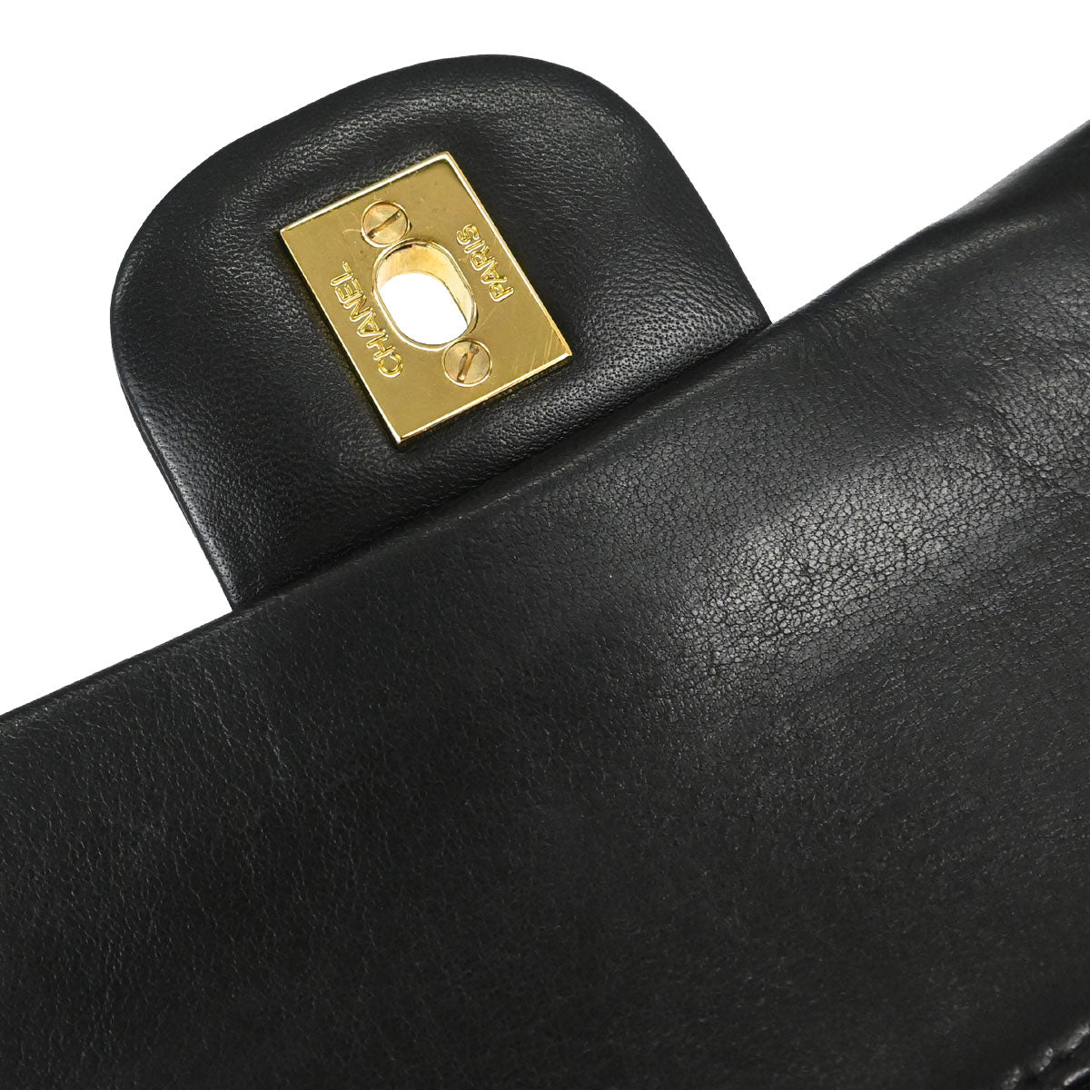 Chanel 1994-1996 Black Lambskin Medium Classic Double Flap Shoulder Bag
