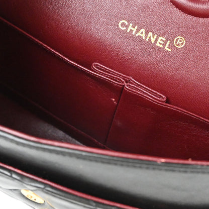 Chanel 1994-1996 Black Lambskin Medium Classic Double Flap Shoulder Bag
