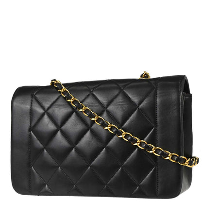 Chanel 1991-1994 Black Lambskin Small Diana Shoulder Bag