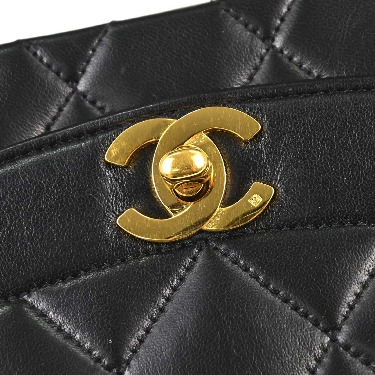 Chanel 1991-1994 Black Lambskin Small Diana Shoulder Bag