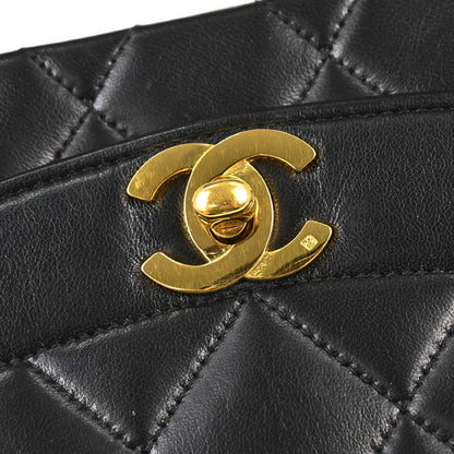 Chanel 1991-1994 Black Lambskin Small Diana Shoulder Bag
