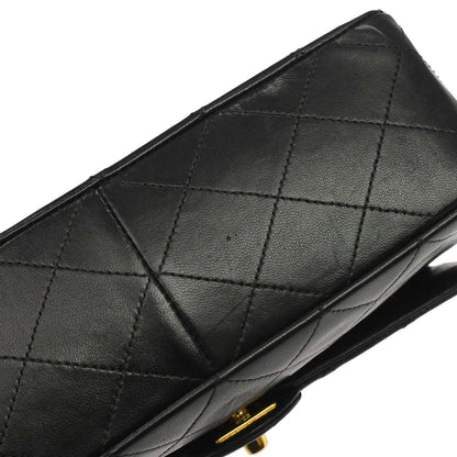 Chanel 1989-1991 Black Lambskin Classic Square Flap Shoulder Bag 20