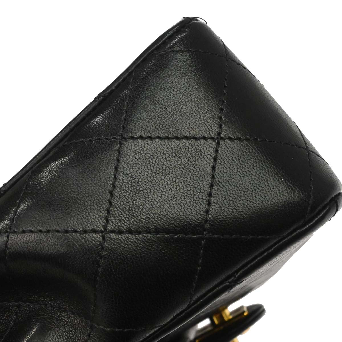 Chanel 1989-1991 Black Lambskin Classic Square Flap Shoulder Bag 20