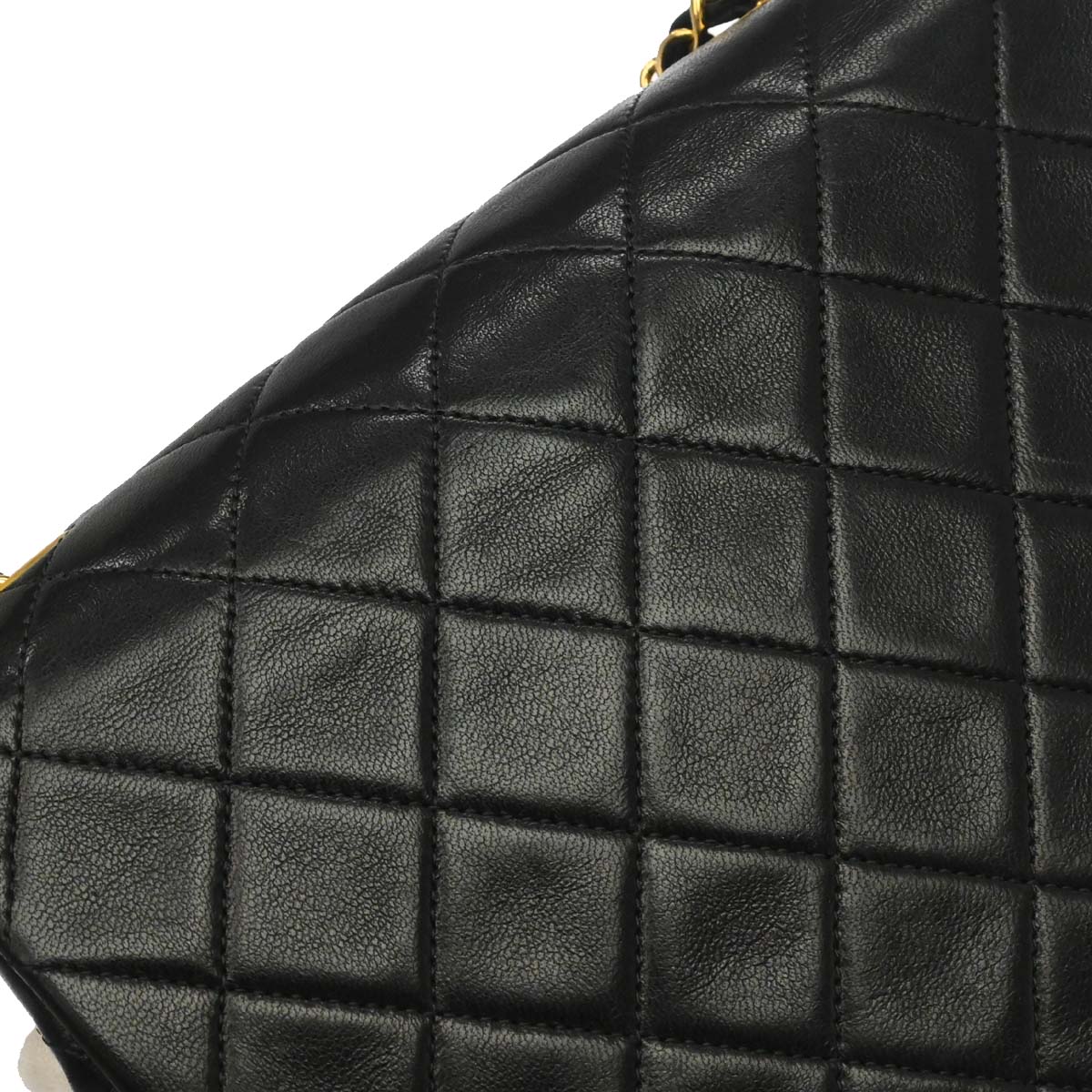 Chanel 1989-1991 Black Lambskin Classic Square Flap Shoulder Bag 20