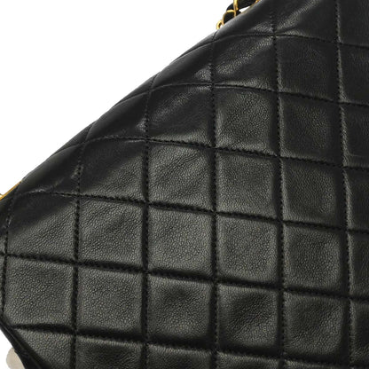 Chanel 1989-1991 Black Lambskin Classic Square Flap Shoulder Bag 20