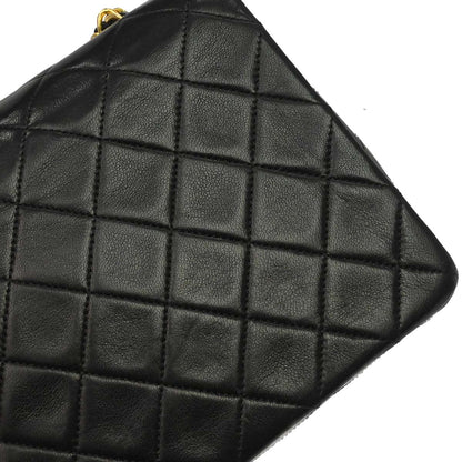 Chanel 1989-1991 Black Lambskin Classic Square Flap Shoulder Bag 20