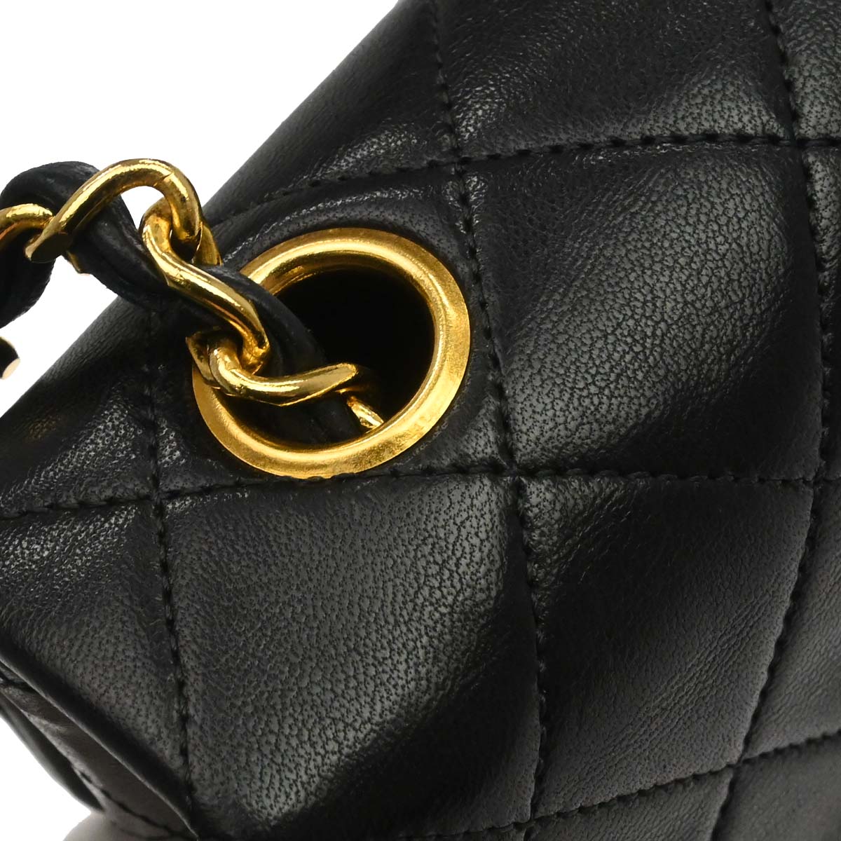 Chanel 1989-1991 Black Lambskin Classic Square Flap Shoulder Bag 20