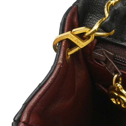 Chanel 1989-1991 Black Lambskin Classic Square Flap Shoulder Bag 20